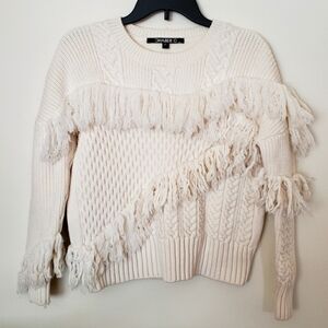 Chaber C+ chunky, fringe, cable knit wool sweater. Sz 34 see measurements.